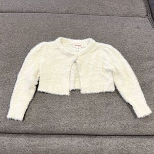 Cat & Jack Baby/Toddler Girls Crop Fuzzy Cardigan 18M Ivory/Gold Shimmer